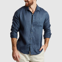 Chemises en lin pour hommes Vêtements de bureau Respirant Marque personnalisée Casual T-shirts de qualité pour hommes