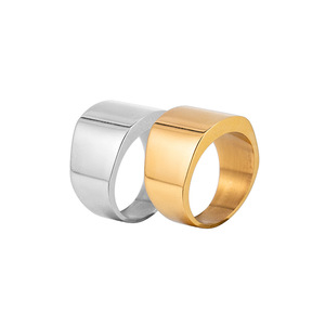 Anillo Geométrico de Acero de Titanio Chapado en Oro de 18K, Joyería para Hombre, Color Sólido, Diseño Minimalista, Verano 2022 - Product Image 5