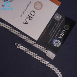 Collar Cubano de Plata de Ley 925 con Moissanita, Incrustaciones de Moissanita Cultivada en Laboratorio VVS, Joyería Personalizada de Plata - Product Image 4