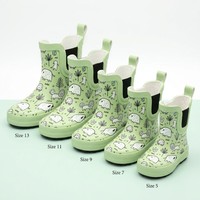 Bottes de pluie Chelsea en caoutchouc pour tout-petits, collection quatre saisons, motif animaux de dessin animé nordique et ballons, couleur menthe, vente en gros
