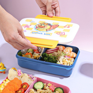 Cartoon Plastic <b>Lunch</b> <b>Box</b> With Water Bottle Set Compartmentalized Sealed Portable For Student Work Bento - Product Image 3