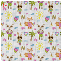 Tissu en mousseline de coton biologique double gaze 100% pur, imprimé de dessins animés personnalisés, pour vêtements de bébé