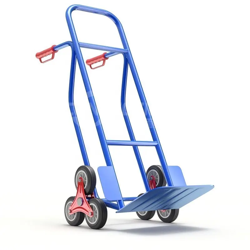 Zware Opvouwbare Zes Wielen Handtruck Klimtrappen Trolley Gepoedercoate Logistieke Trolley