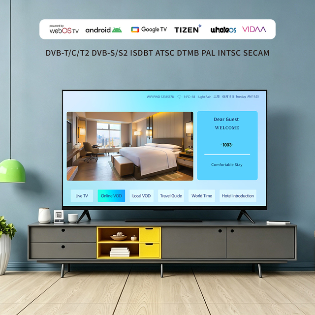 Manufacturer24 32 43 50 55 65 75 85 100" Borderless Hotel TV 4K UHD Television QLED TV Africa Market TV Wholesale Flat Screen TV