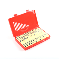 Ensemble de dominos Double Six blanc ivoire de 28 carreaux avec spinner central élégant en plastique à pois noirs non toxique et boîte en plastique