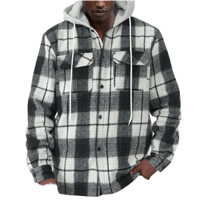 Veste bomber à capuche en tissu écologique non tissé, à carreaux, décontractée, de style européen et américain, nouvelle mode d'automne, de haute qualité - Product Image 3