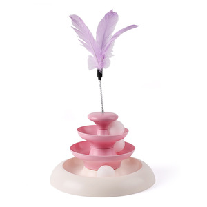 Jouet rotatif pour chat avec plumes et balles, jouet automatique pour chat pour jouer en intérieur, fournitures pour animaux de compagnie - Product Image 5