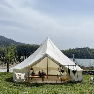 3M 4M 5M 6M 7M impermeabile ignifugo campeggio all'aperto a due porte in tela di cotone tenda a campana yurta di lusso in vendita