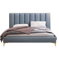 Tête de lit double en tissu et pin, design nordique moderne et luxueux, avec panneau arrière pour chambre principale et petit appartement