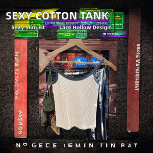 Débardeur sexy moulant en coton pur tricoté style Brandy BM, ajouré, court et sans manches, le plus vendu pour femme - Product Image 2