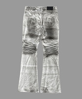 Jeans en denim vintage pour hommes avec broderie personnalisée, coupe slim, style Rock Revival, effet ciré, évasé, coupe bootcut, coupe cloche, fabricants