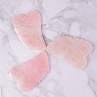 Outil de massage facial en pierre de quartz rose Gua Sha Bian avec effet anti-âge, raffermissant et rajeunissant, GuaSha en jade vert pour amincir