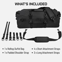 Sac étanche noir 30L, anti-poussière, avec valve et sangles MOLLE pour bagages de moto longue distance