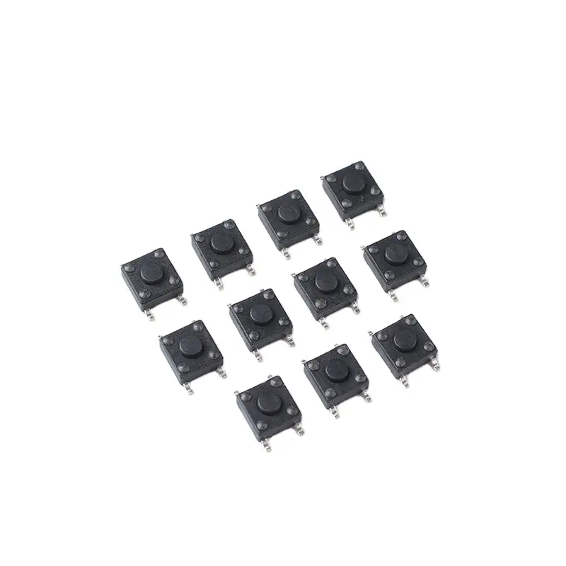 12 × 12 mm Ein-/Aus-Taschenlampen-Schalter schwarz kleiner Mikroschalter 4 Fuß 4 Nadeln Drückschalter
