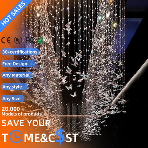 Đèn chùm pha lê hình bướm trắng ấm áp, dự án tùy chỉnh sang trọng cỡ lớn cho khách sạn nhà hàng, đèn chùm <span class=keywords><strong>LED</strong></span> - Product Image 1