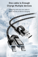 Kabel TUTI Berkualitas Tinggi Tembaga Murni 1.8m 60W 3A Pengisian Cepat Tipe-C Nylon USB 4-in-1 untuk Ponsel