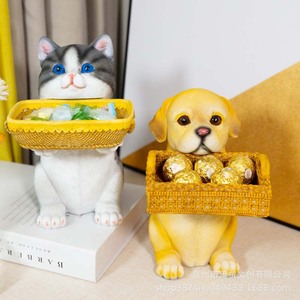 Animal Figurine Candy Box Resin <b>Storage</b> <b>Basket</b> Cute Pet Decorative Craft For Home Entryway Tv Cabinet - Product Image 1