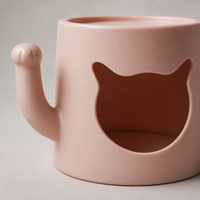 Table basse pour chat en plastique PE avec ouverture en forme de tête de chat et poignée en forme de patte, 5 couleurs, 48x39.5x37.5 cm, YAOYUE