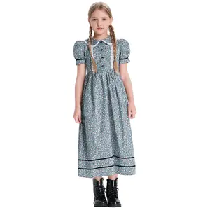 OEM American Historical Cotton Kostüm Schürze Bonnet Kleid Pioneer Girls Colonial Dress Set