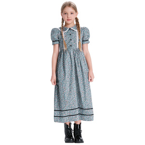 Girls Pioneer Costume Dress With Bonnet & Apron - Colonial Long Sleeve Party Dress For Halloween & Cosplay - View #11