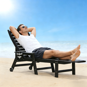 Chaise longue en HDPE pour l'extérieur, dossier réglable en 4 positions, mobilier de piscine et de patio - Product Image 6