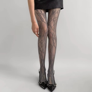 Medias de red florales de moda de verano, pantimedias <span class=keywords><strong>blancas</strong></span> <span class=keywords><strong>transparentes</strong></span> anti-rozaduras, leggings huecos de encaje y spandex sostenibles - Product Image 3