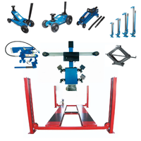 Kit complet de station de service automobile : alignement 3D des roues, pont élévateur quatre colonnes, ensemble combiné de vérins hydrauliques