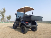 Voiturette de golf tout-terrain à haute capacité de charge pour 2 passagers avec boîte de chargement arrière et pneus tout-terrain pour utilisation en ranch et en zone touristique