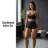 Ensemble de vêtements de sport pour femmes, haut de yoga push-up grande taille avec short de sport, couleurs contrastées