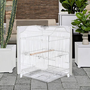 Cage pour animaux de compagnie de style boîte, en acier inoxydable avec revêtement en poudre, à motifs solides, avec fermeture à pression, écologique, adaptée aux perroquets - Product Image 2