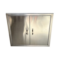 Panel Kayu Solid Stainless Steel Ukuran Kustom Kapasitas 50KG Dapur Luar Ruangan dengan Pintu Akses BBQ Terpasang untuk Hotel Restoran