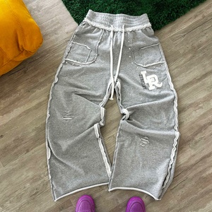 Custom Heavyweight French Terry <b>Sweatpants</b> Cotton Track Jogger Pants Distress Jogger <b>Oversized</b> Wide Leg Baggy <b>Sweatpants</b> - Product Image 1