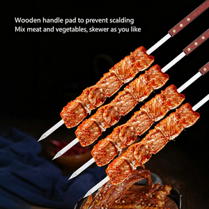 Spiedini Grandi e Pesanti in Acciaio Inossidabile con Manico in Legno, Forchette per Barbecue, Spiedini per Shish Kebab - Product Image 2