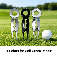 Outil de golf 2-en-1 Efunist : Repiqueur de divots en alliage de zinc avec marqueur de ligne de balle, léger, portable, durable, argent/noir, 8,6 cm