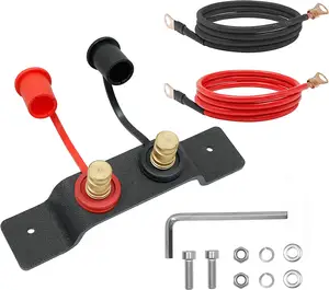 UTV Car Battery Jump Post Starter Heavy Duty Remote Battery Terminals Relocation Kit with Bracket Cable Truck RV Charging Jumper