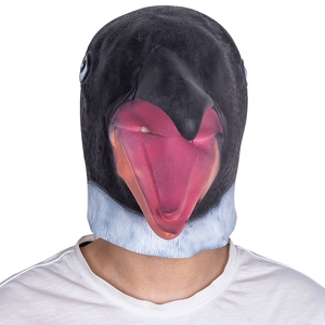 <span class=keywords><strong>Masque</strong></span> intégral en latex de <span class=keywords><strong>pingouin</strong></span> noir/blanc, texture réaliste, bouche rose ouverte, doux et confortable, pour Halloween, cosplay, fête costumée - Product Image 2