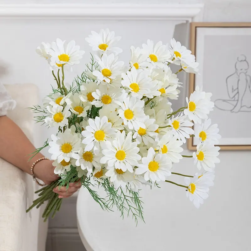 MF-L709 인공 꽃 실크 데이지 시뮬레이션 결혼식 가정 야외 장식을위한 플라스틱 부시