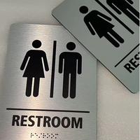 Panneau WC en aluminium brossé avec signalisation tactile ADA en braille, lettrage 3D en relief, pour hommes et femmes, idéal pour hôtels, bureaux, centres commerciaux et salles de bain commerciales