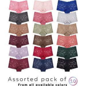 Braguitas de encaje para mujer, corte boyshort, tiro medio, transpirables, paquete múltiple - Product Image 3