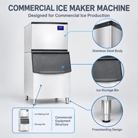 Machine à glaçons cubiques commerciale de 500 kg, refroidie par air ou par eau, avec un stockage de 200 kg pour hôtel, restaurant