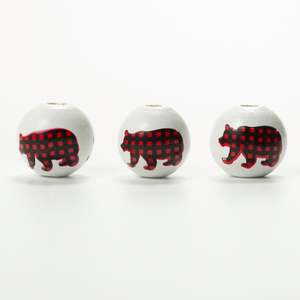 ลูกปัดไม้ลายกวางเอลก์พิมพ์ลายต้นคริสต์มาสขนาด16มม. ลูกปัดไม้ทรงกลมสำหรับทำเครื่องประดับ - Product Image 2