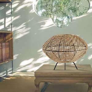 Abat-jour en forme de lanterne tissée en rotin de style campagnard moderne, design à main levée pour lit d'étude, petit déjeuner, restaurant, lampadaire - Product Image 5