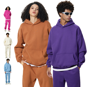 Sweat à capuche et pantalon de survêtement personnalisés Offre Spéciale poids lourd 350 Gsm costumes <span class=keywords><strong>d</strong></span>écontractés de couleur unie pour hommes de haute qualité - Product Image 2