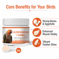 Poudre de calcium et de magnésium pour oiseaux, vitamine D, supplément minéral aviaire, aide à la force des os, formation des coquilles d'œufs, aide à la brillance des plumes, 80g