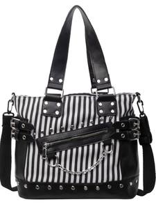 กระเป๋าโท้ทแฟชั่นสุดหรูสำหรับผู้หญิง ดีไซน์เก๋ไก๋ประดับหมุด ตกแต่งแบบสะพายไหล่เดียว ดีไซน์ใต้วงแขน บุด้วยผ้าแคนวาส ซิป PU ใช้ได้ทุกฤดู - Product Image 4