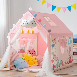 Vente en gros rose Lovely Playhouse Portable Pliable Filles Jeu D'intérieur Princesse Château Offre Spéciale Enfants Tente pour Bébé - Product Image 3