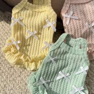 Vestido de Verano para Perros, Bonito y de Algodón, con Estampado, Abrigo para Mascotas con Lazo, Vestido para Perros para Clima Cálido - Product Image 5