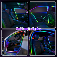 Luz Ambiental LED RGB para el Interior del Automóvil, Iluminación Ambiental para Marcos de Puertas y Ventanas, Color Mágico Invisible, Iluminación Interior para Automóviles