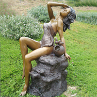 Statue de bronze élégante de déesse dansante, fontaine paysagère moderne pour décoration de jardin extérieur