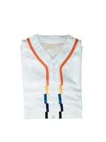 Kaos Jersey Baseball Lengan Pendek Pria Buatan Pabrik, Laris Manis, Warna Putih dengan Aksen Piping di Lengan, Model Terbaru 2026